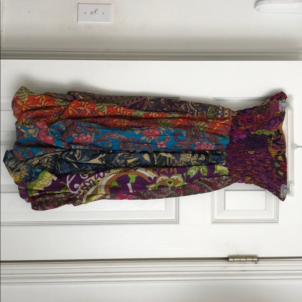 Multi color strapless sundress